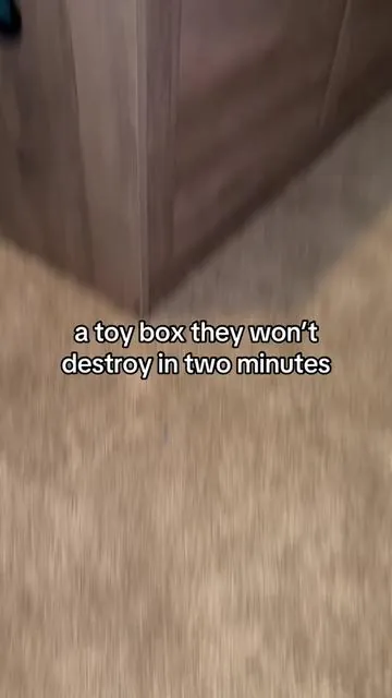 Never thought I’d find a toy box they won’t destroy #toybox #toyorganization #storagechest #kidsroom 