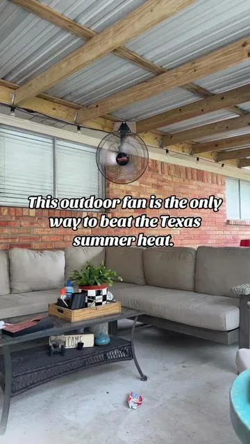 This outdoor fan makes summer time on the patio much more enjoyable. #outdoorfan #outside #patio #texas #summerheat 