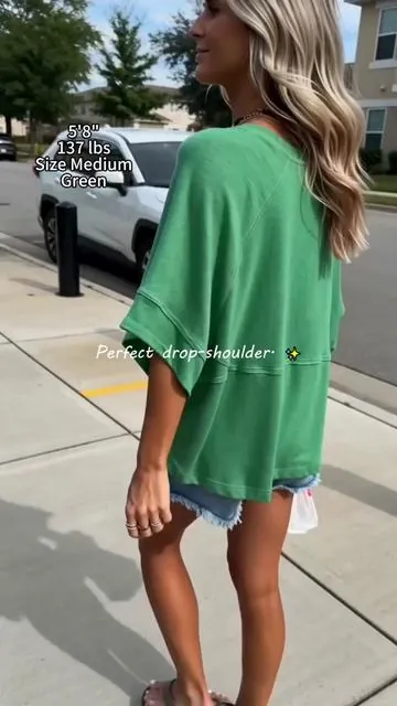 Stop stealing your boyfriend's shirts! 🙅‍♀️🧢 This boxy half-sleeve tee gives you that perfect oversized streetwear look with a drop-shoulder, but it’s actually tailored to drape beautifully on women without swallowing you whole. 🛹🤍#summer2026  #womenfashion  #shirt