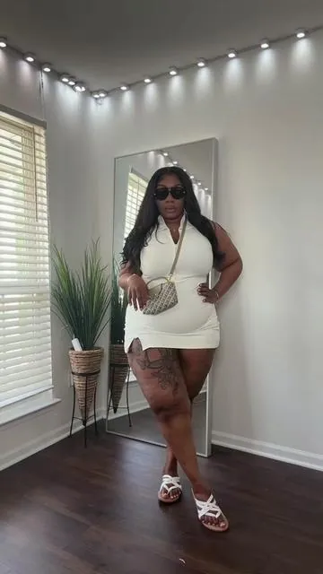 And this dress might not be my size but the way it stretch is my size bags plus size curvy girl, friendly golf dress super cute activewear dress.#activewear #summerdress #plussize #midsize #tiktokshopstockup 