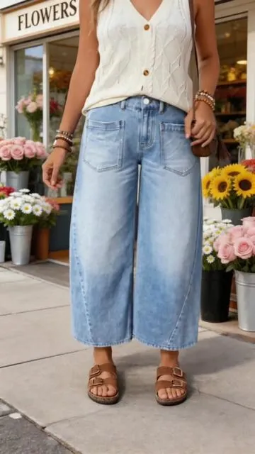 #BarrelLegJeans #RetroDenim #CroppedFit #PocketDetails