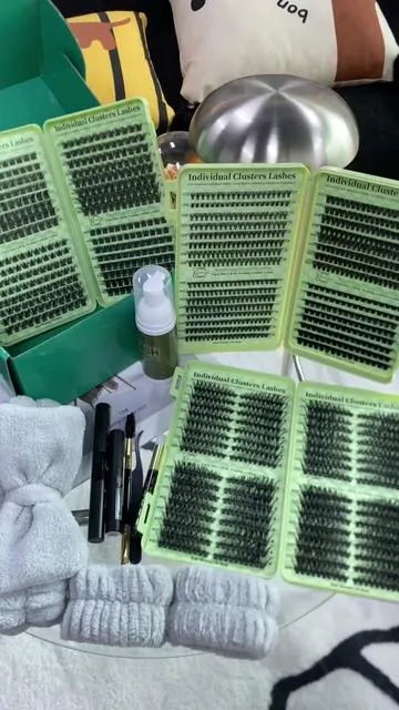 1664 Pcs Lash Clusters Kit, D Curl 12 Styles, Cat Volume Lashes, Includes Bond & Seal, Lash Remover Brush, Applicator, Headband, Wristband Set #lashextensions #eyelashclusters #lashclusterkit #waterprooflashclusters #naturallashclusters