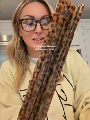 the classic leopard reusable straws are finally back in stock✨🐆@brittyland #reusablestraw #straws #icedcoffee #drinkware #tiktokshopstockup leopard straws, aesthetic straws 