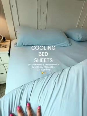Stop waking up hot and uncomfortable—these cooling sheets actually stay cool all night 💤 breathable, lightweight, and made for hot sleepers who want better sleep without the sweat. soft, cozy, and feels like the cold side of the pillow all night. #coolingsheets #hotsleeper #bettersleep #bedding #bedroomessentials 
