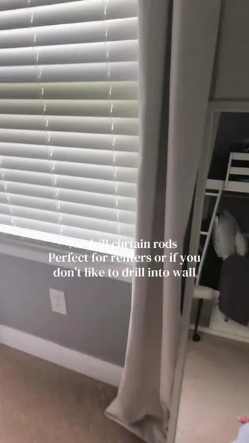 Perfect curtain rod for renters or people who don’t want to drill into the wall 🙌🏻 #curtainrod #homehacks #homefinds #renterfriendlymakeover @Inovaday  