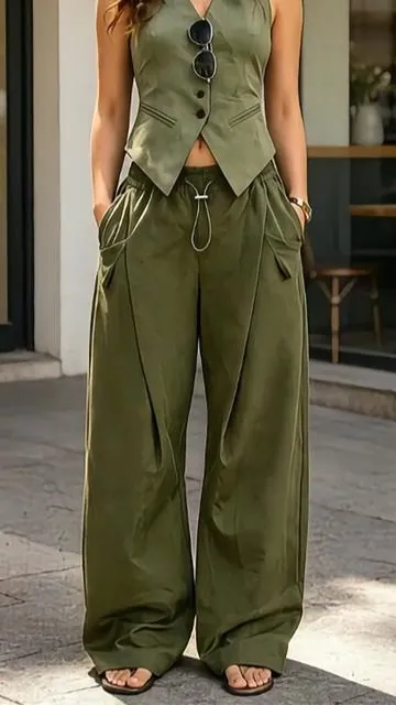 Hiphop cool girl style pleated cuffed lantern pants #fashion #streetwear #pants #ootd #fyp 