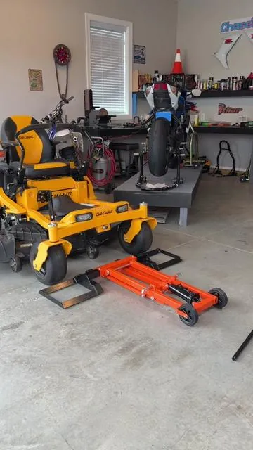 What an amazing lawnmower jackstand! #tiktokshopspringglowup #automotive #tools #mechanic #diy  