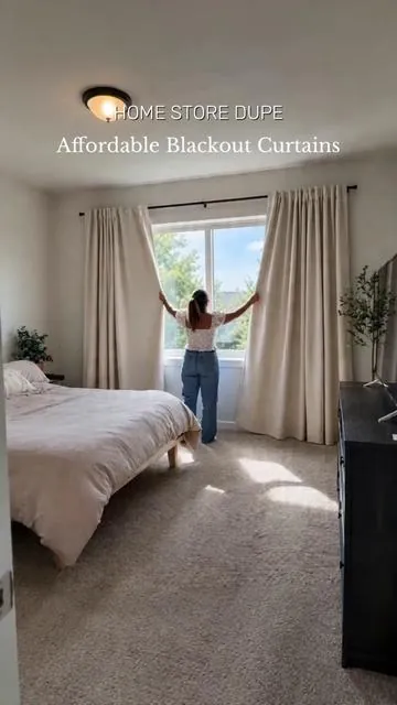 These blackout curtains give full high-end home store vibes! But they are super affordable for two panels! I love that they have so many neutral shades and sizes to choose from! Definitely will repurchase!  #curtains #blackoutcurtain #summervibe #bedroomdecor #mothersdaygiftideas 