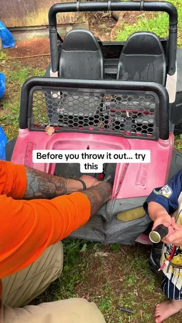 We really thought this thing was DONE for good… turns out it just needed the right hookup 😳 Saved us from buying a whole new battery 🙌 If you’ve got a dead ride-on sitting around… don’t toss it yet. #rideontoys #momlifehacks  #dadfixes #tiktokshopfinds