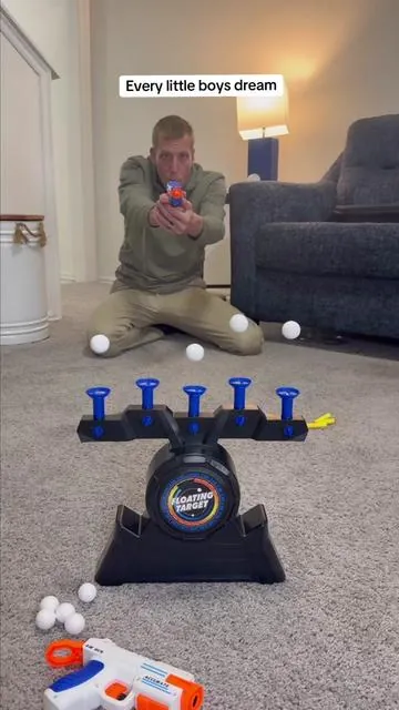 I was a little high on the first couple! Floating target set is super fun for young at heart! #blastersetup #targetfun #