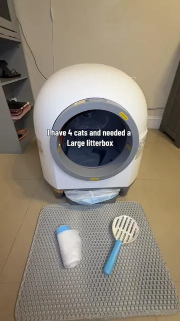 This 90L automatic litterbox just made having cats WAY easier, has free shipping too #freeshipping #automaticlitterbox #catmom #petlovers #catlitterbox 