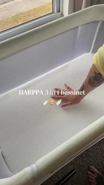 A baby bassinet with easy side access is a must for those first few months with baby 👶🏼  @Harppababy.us  #babybassinet #newbornessentials #babymusthaves #momsoftiktok #newmommusthaves 