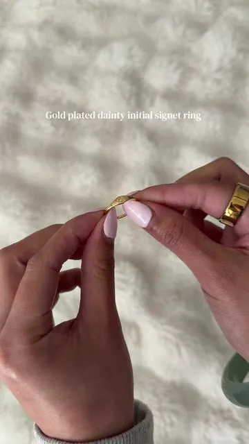 Hallmarked gold filled but I think it’s gold plated. #signetring #daintyrings #initials #goldplated #giftsideas 