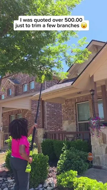 Refused to pay those tree trimming prices… this mini chainsaw + pole saw reaches high branches without a ladder and just makes more sense for homeowners. #tiktokshopmothersday #tiktokshopstockup  #yardtools #gardentools  #treetrimmimg 