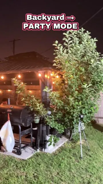 This gazebo gives you instant shade, protects from rain, and creates the perfect vibe for lights, music, and guest This gazebo gives you instant shade, protects from rain, and creates the perfect vibe for lights , music, and guest.  #backyardparty #gazebo #partysetup#summerparty#foryoupage