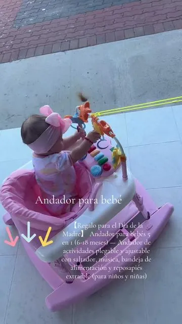 #andadorparabebe#【Regalo para el Día de la Madre】 Andador para bebés 5 en 1 (6-18 meses) — Andador de actividades plegable y ajustable con saltador, música, bandeja de alimentación y reposapiés extraíble (para niños y niñas#paratii#tiktokshop 