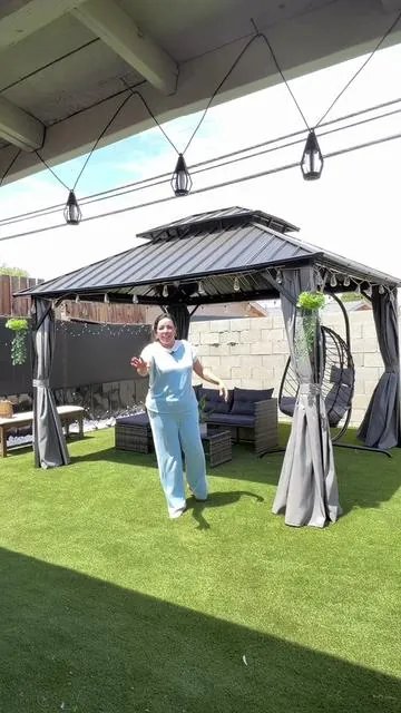 Perfecto para decoración de patio y protección de tus muebles #tiktokshopmothersday #tiktokshopstockup #gazebo #pergola #decoraciones 