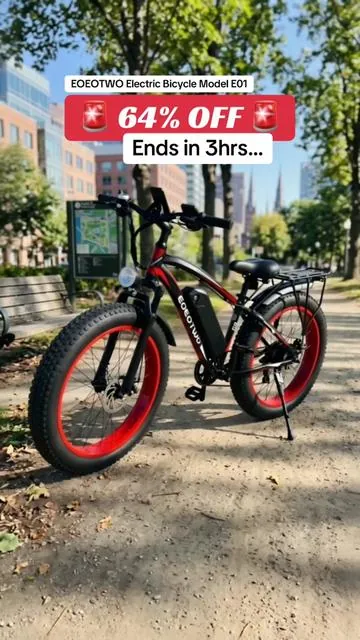 E-bike TikTok the EOEOTWO E01 is the fat tire electric bike that actually goes places — 1500W peak power, 48V 15Ah battery for up to 60 miles of range, 34MPH capability, and 26x4-inch all-terrain wide tyres that handle sand, gravel, dirt, and pavement without skipping a beat. If you’ve been on the fence about an e-bike, this is the one that makes the decision easy. Tap the link. 🚴 #EBikeTikTok #ElectricBike #OutdoorAdventure #BigDreamsStartSmall #TikTokShopFinds Disclaimer: Final price, shipping costs, coupons, and discounts may vary depending on your TikTok account, available offers, ongoing promotions and are subject to change at any time. Please always refer to the TikTok Shop product listing for the most current pricing and latest details.​​​​​​​​​​​​​​​​