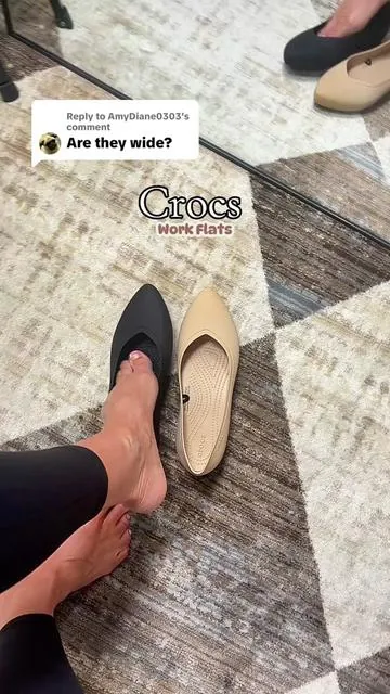 Replying to @AmyDiane0303 they can stretch two wide feet that’s for sure! Crocs On the Clock Work flats are amazing! If you have any more questions, please reach out! Free shipping!@Crocs #crocs #crocsspotlightday #workshoes #sorefeet #tiktokshopspringglowup 