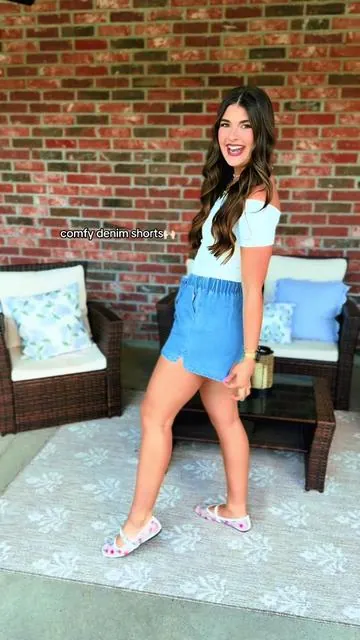 SOOOO COMFY & super cute!😍👏🏻 #shorts #denimshorts #comfyshorts #tiktokshopmothersday #tiktokshopstockup 