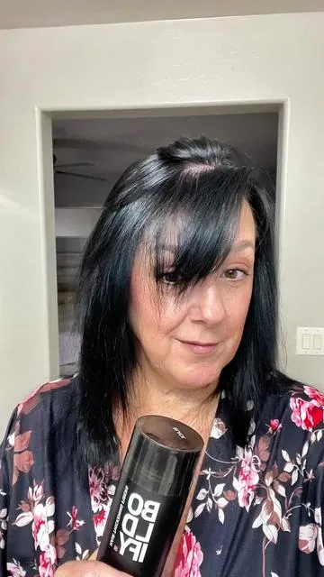 If you have thin hair you want to check this out. For me, this adds volume AND covers thinning hair spots. #thinninghair 