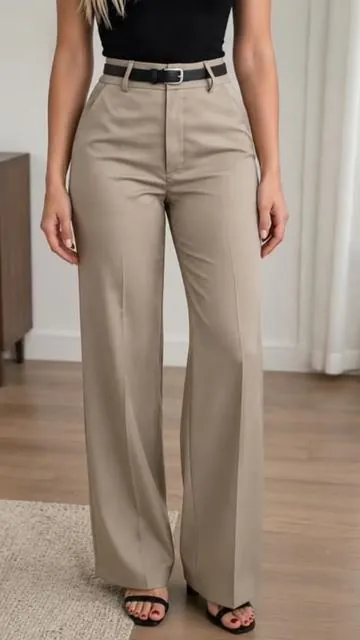Women’s elegant plain long pants,zipper fly design,high waist,loose fit ✨#ootd #pants #womensfashion #spotlightfinds #tiktokshop 