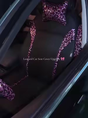The way this color brightens up the whole car 🥺 clean, classy, waterproof AND easy to clean is a win!! #girlcaraccessories #fyp #carseatcover #leopardprint #summervibe 