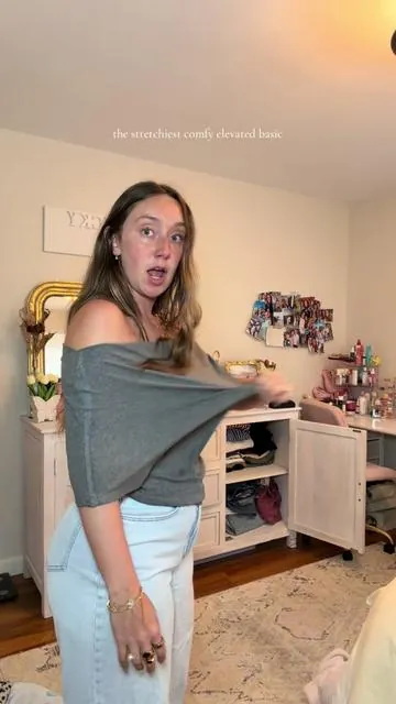 seriously look at that stretchhhhg!!!!! #tiktokshopcreatorpicks #summerfashion #summerootd #cutebasics #offtheshoulder 