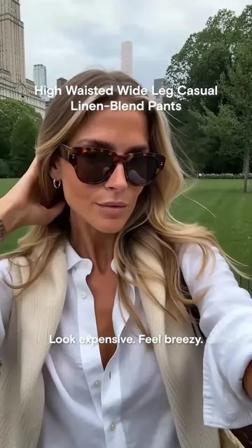 POV: Effortless linen-blend vibes with side pockets—snag yours today! 🌬️🪪🛒#summeroutfits#pantsoutfitideas#linenpants#outfitinspo#cozyvibes