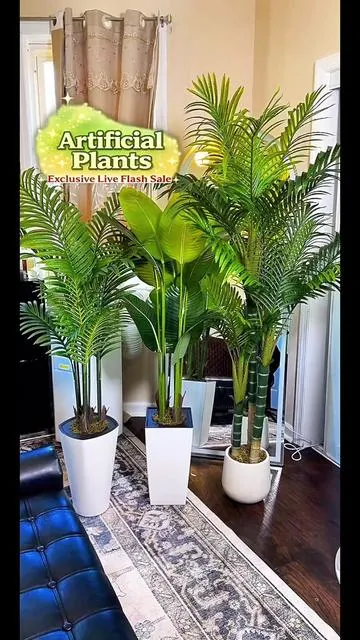 Artificial plants 🌱 vase included #fakeplants #artificalplants #birdofparadise #arecapalm #palmtrees 