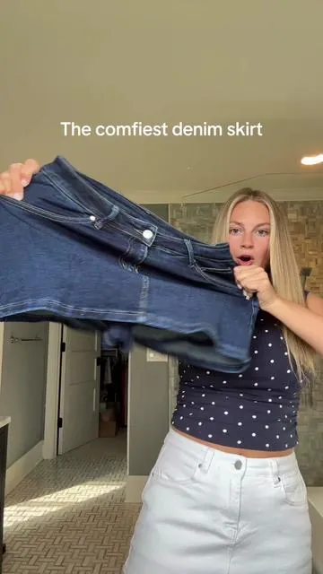 Obsessed with this skirt!! #denimskirt #jeanskirt #comfyskirt #skirt #miniskirt 