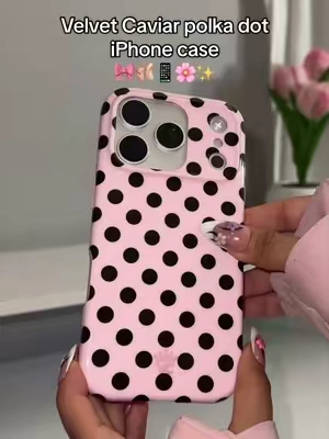 The prettiest MagSafe/ shockproof iPhone case 😍🎀 #velvetcaviar #iphonecase #polkadot #magsafe #pink 