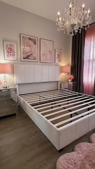 It’s perfect for my room and super affordable 💕😱#bedframe #velvet#bedroomupgrade #cozybedroom #tiktokshopcreatorpicks 