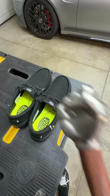 These are Composite Toe Slip-on Shoes from @HeyDude you can wear to work! #steeltoeshoes #heydudeshoes #jobsite #workplacesafety #tiktokshopfathersday 