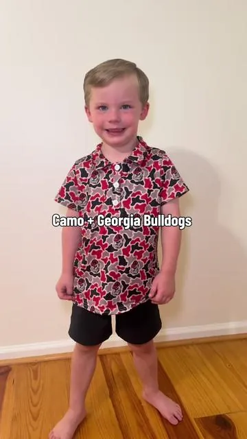 Baynaham’s two favorite things…Camo and the Georgia Bulldogs! #toddlerboys #gamedayoutfit #georgiabulldogs 