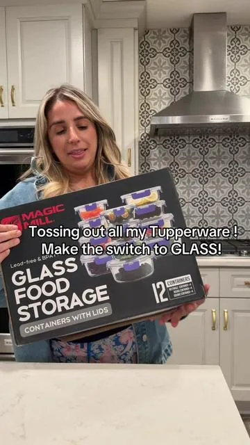 This set is SOO good makes a great gift too! #glassstoragecontainers #foodprep #plasticfree #nontoxichome #tupperware 