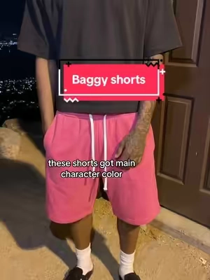 whole fit simple but the color makes it stick 👀 #pinkshorts #baggyshorts #mensshorts #streetwear #affordablefashion 