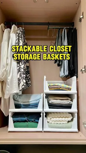 Maximize your closet vertical space with this sturdy foldable storage bin, no mess, no assembly, oddly satisfying home upgrade.#homeessentials #closetorganization #travelhacks #fourthofjuly #4thofjuly 