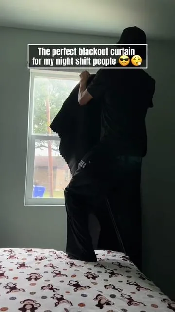 The perfect blackout curtain for my night shift people 😎😮‍💨 #blackoutcurtain #nightshift #graveyardshift #fyp #nightshiftessentials 