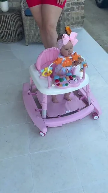 #【Summervibes】5-in-1 Baby Walker for 6-18 Months Infants, Foldable & Adjustable Activity Walker with Bouncer, Music, Feeding Tray & Removable Footrest for Boys & Girls