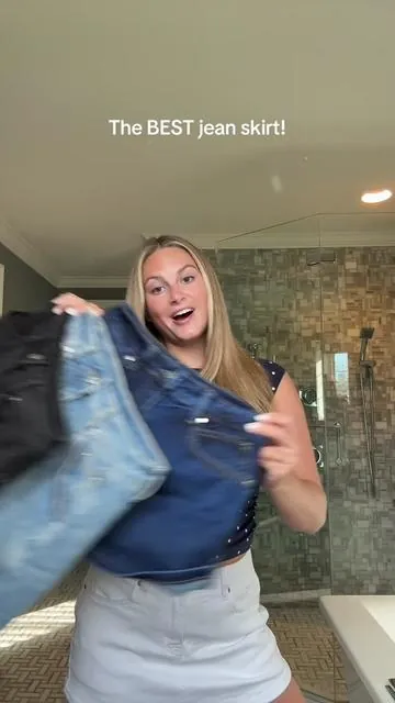Obsessed with this skirt! #denimskirt #jeanskirt #affordableskirt #comfyjean 