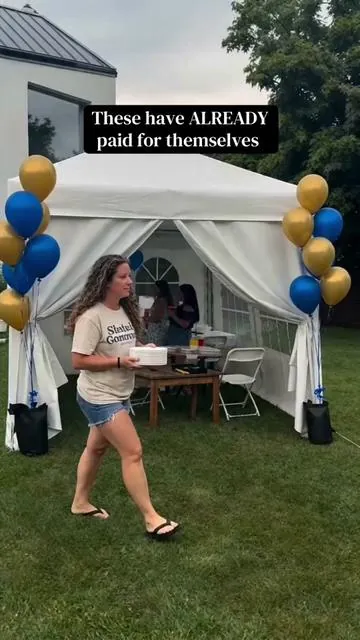 Maybe I’ll rent them out to friends next year 🤣 Graduation parties are expensive. We skipped the tent rental & bought some to use for all parties instead. Fits a huge crowd, keeps everything shaded, waterproof & now we have it for cookouts, birthdays & family events. ##summervibes##tiktokshopsummerglow##graduationparty##partytent##canopy