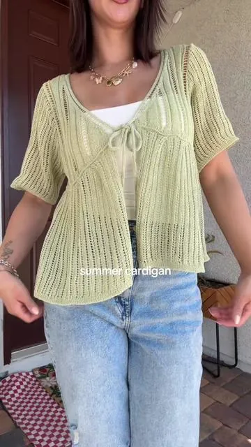 The green is so cute fr  #summertop #knittop #cardigan
