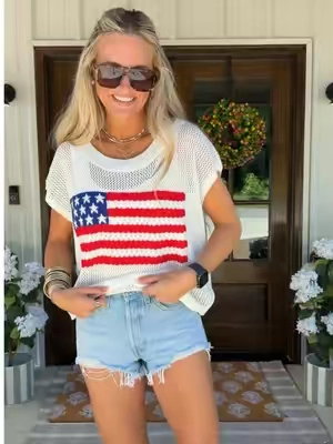 My favorite little top to throw on during the summer! I have all of the colors and these are so comfy and cute! #tiktokshopcreatorpicks #summerootd #fourthofjulyoutfits #memorialdayoutfit #usatop 