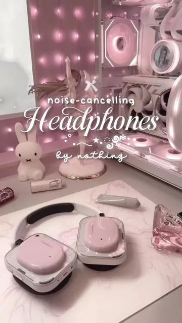 these new headphones by @Nothing are PERFECT for the pink girlies 🌸 (gifted) — #nothingheadphones #pink #cutecore #aesthetic #headphones 