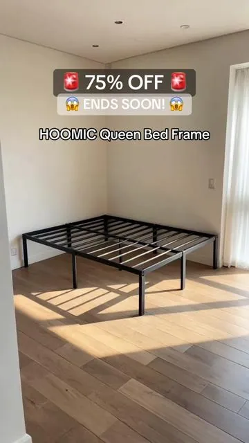 Black queen metal bed frame for a simple bedroom setup 🖤 Sturdy, minimal, and perfect for creating extra under-bed storage space. #TikTokShop #BedFrame #BedroomFinds #FurnitureFinds #HomeEssentials 