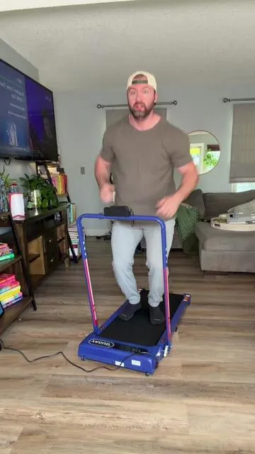 It’s never been easier to get 10,000 steps in per day - and I would ALWAYS recommend a walking pad with a handle for safety.  #walkingpad #treadmill #walking #fitness 