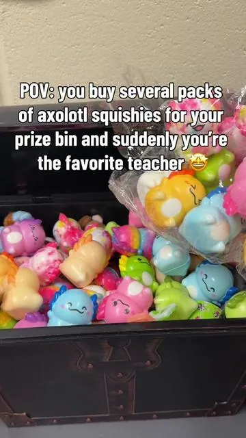 If your classroom treasure box needs a refresh… these axolotl squishies are IT 🩷 The kids cannot get enough of them, and a 24-pack makes it easy to stock up for rewards, party favors, or end-of-year treats. Plus they’re on sale with free 3-day shipping 🙌 #squishy #teacherlife #treasurebox 