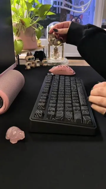 The F75 line is one of aulas most popular, this keyboard will add a clean unique touch to your setup, you can choose an rgb color that will match your vibe 🖤 I’m a huge fan of the star vector switch too, sounds really creamy, feels nice and responsive .🖤  . . . . . . . @Aula #tiktokshopcreatorpicks #newdropsforyou #cozytech #keyboardasmr #gamingsetup . . . . . . . . . . . . . Aula f75 pro, gaming keyboard, gaming setup, black keyboard, creamy keyboard, wfh, cozy tech, 