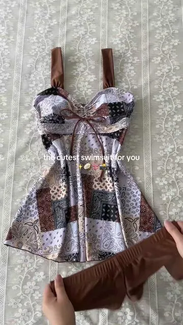 Wow🤩 The swimwear could hide my belly! #bikinu #swimsuit #beachwear #swimdress #usa 